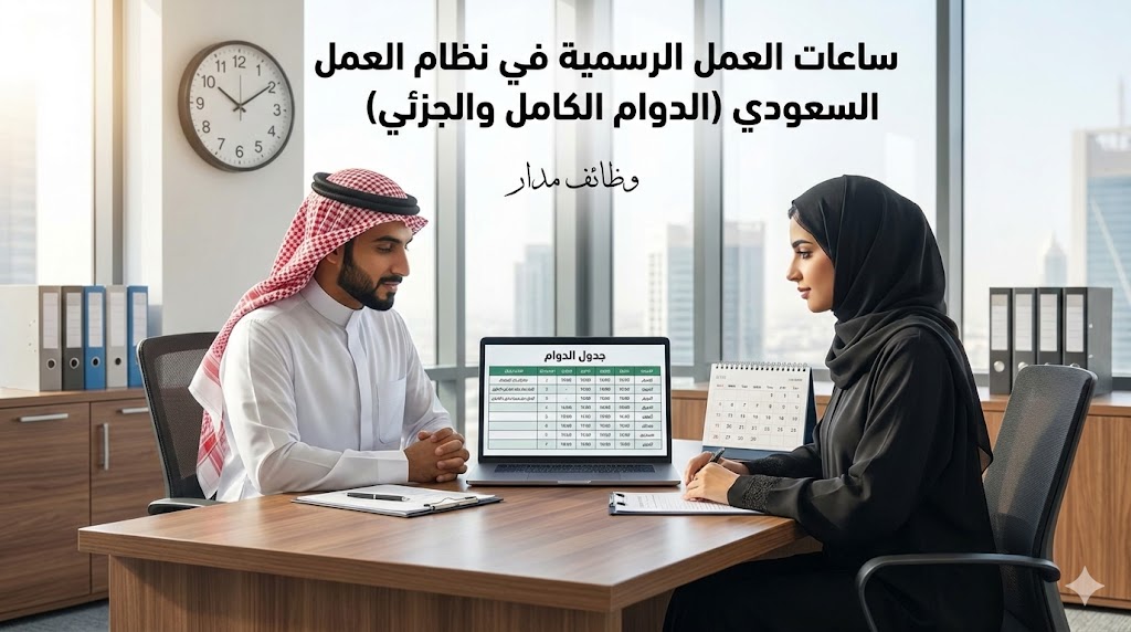 ساعات العمل في نظام العمل السعودي 2026: الفرق بين الدوام الكامل والجزئي وحقوق الموظف | وظائف مدار