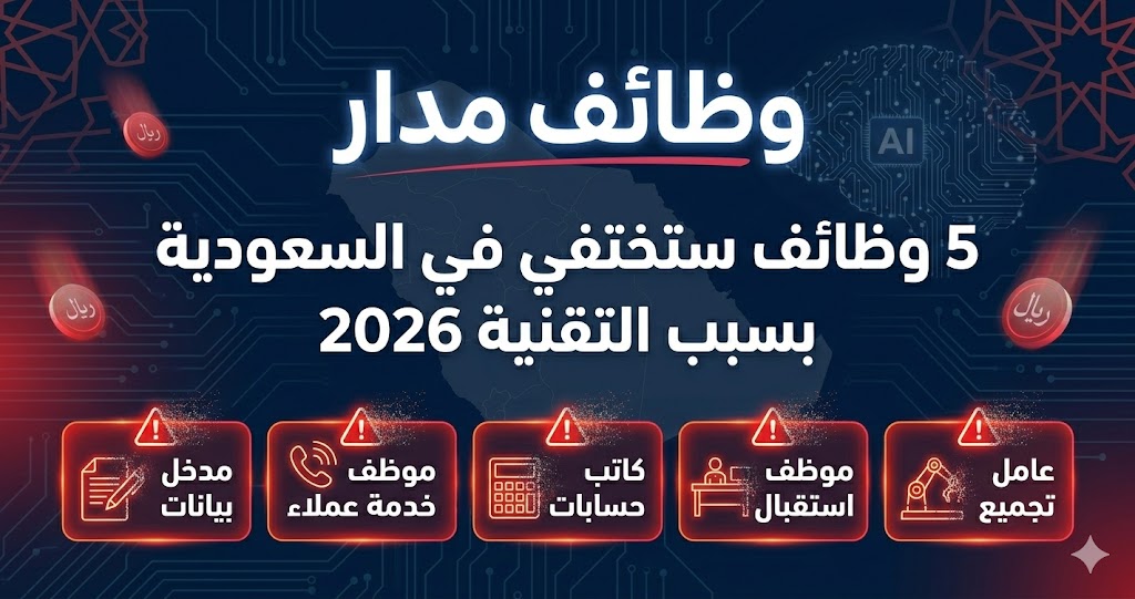 5 وظائف ستختفي تدريجياً في السعودية بسبب التقنية والذكاء الاصطناعي | 2026